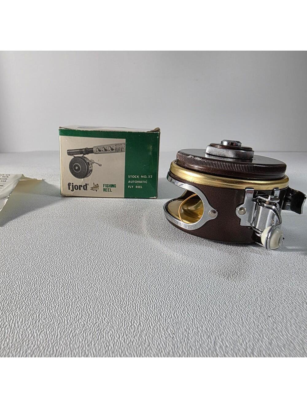 Fjord Fly FIshing Reel Fjord No. S-52 Vintage Fishing Reel W/Box Japan